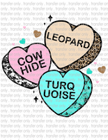 Leopard Cowhide Turquoise Hearts - Waterslide, Sublimation Transfers
