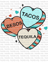 Tacos Tequila Hearts - Waterslide, Sublimation Transfers