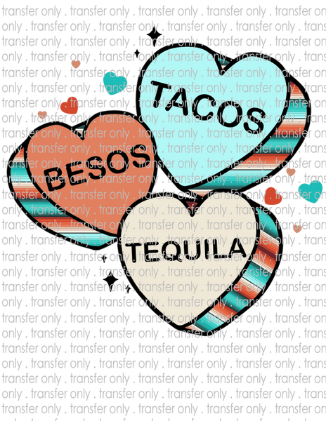 Tacos Tequila Hearts - Waterslide, Sublimation Transfers