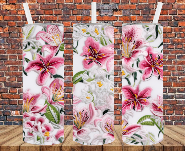 Tulip Embroidered Effect - Tumbler Wrap - Sublimation Transfers