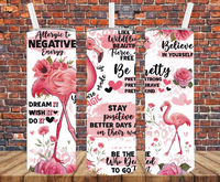 Positive Flamingo Affirmations - Tumbler Wrap - Sublimation Transfers