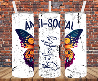 Anti-Social Butterfly - Tumbler Wrap - Sublimation Transfers