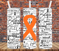 Orange Ribbon Awareness - Tumbler Wrap Sublimation Transfers