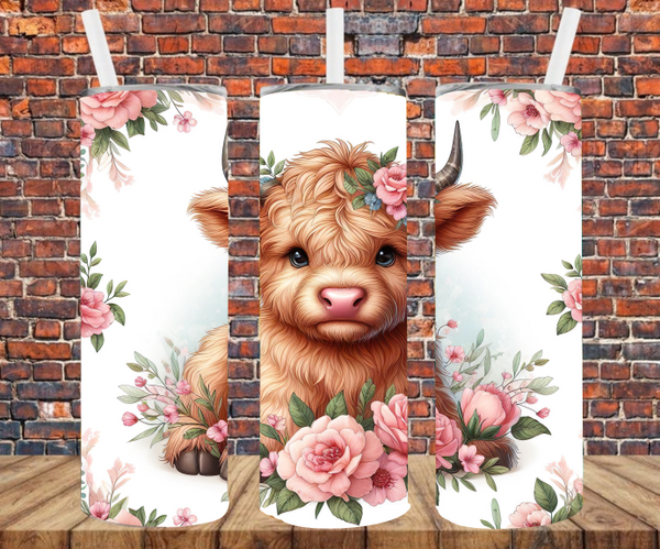 Baby Highland Cow - Tumbler Wrap - Sublimation Transfers