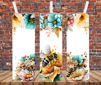 Floral with Bees - Tumbler Wrap - Sublimation Transfers