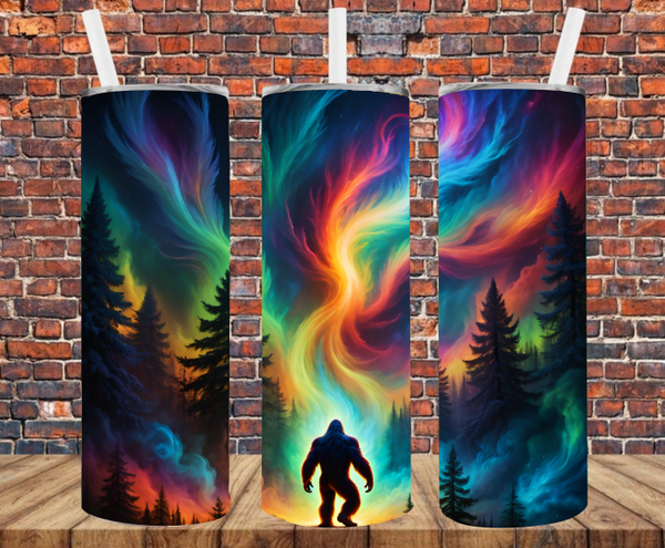 Bigfoot with Northern Lights - Tumbler Wrap - Sublimation Transfers