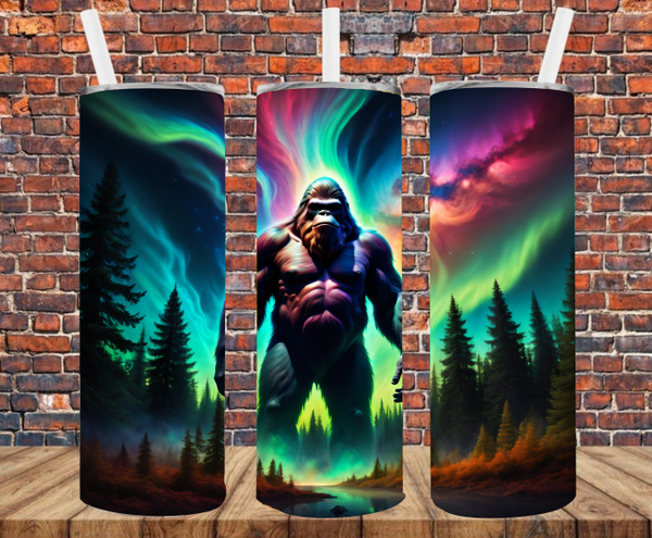 Bigfoot with Northern Lights - Tumbler Wrap - Sublimation Transfers