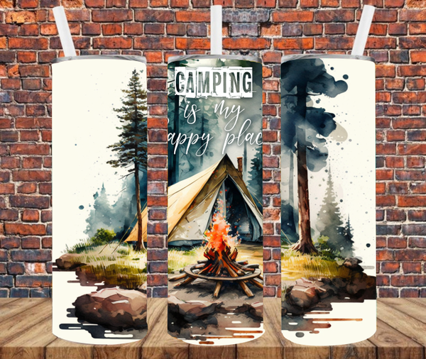 Camping Is My Happy Place - Tumbler Wrap Sublimation Transfers