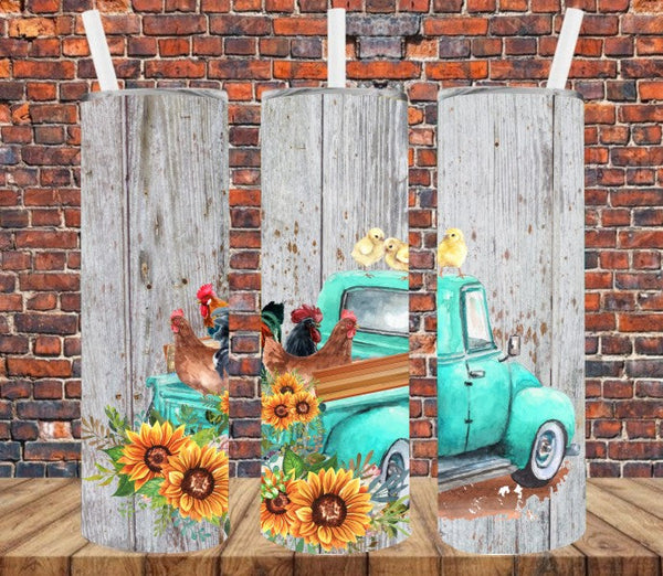 Chickens in Vintage Truck - Tumbler Wrap Sublimation Transfers