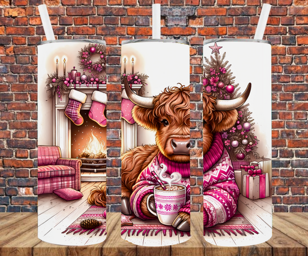 Highland Cow Straight Sippy Cup Sublimation Design Digital 