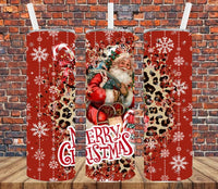Merry Christmas Santa Leopard - Tumbler Wrap Sublimation Transfers