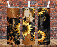 Cow Skin & Sunflowers - Tumbler Wrap - Sublimation Transfers