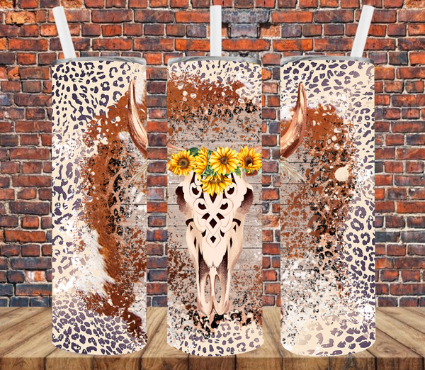 Country Cow Skull - Tumbler Wrap Sublimation Transfers