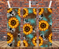Cow Print & Sunflowers - Tumbler Wrap - Sublimation Transfers