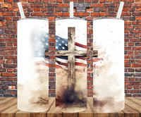 Patriotic Cross - Tumbler Wrap - Sublimation Transfers