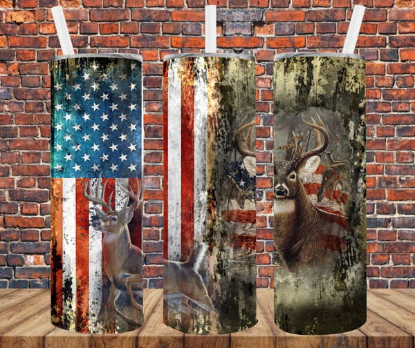 Patriotic Deer - Tumbler Wrap Sublimation Transfers