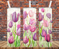 Embroidery Tulips - Tumbler Wrap Sublimation Transfers