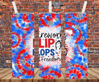 Fireworks Flip Flops Freedom - Tumbler Wrap - Sublimation Transfers