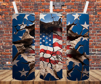 Patriotic Flag Bust Through - Tumbler Wrap - Sublimation Transfers