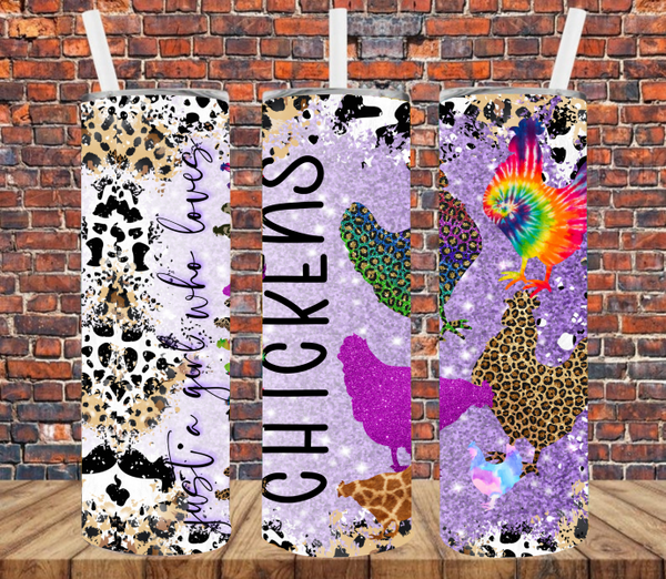 Just A Girl Who Loves Chickens - Tumbler Wrap Sublimation Transfers
