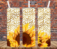 Gold Leopard Sunflowers - Tumbler Wrap Sublimation Transfers