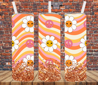 Retro Daisy Peace Signs - Tumbler Wrap Sublimation Transfers