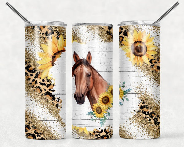 Horse with Sunflowers - Tumbler Wrap Sublimation Transfers