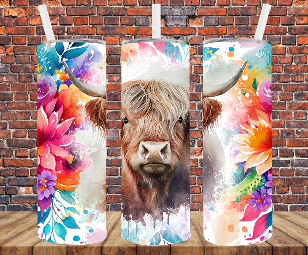 Long Horn Cow - Tumbler Wrap Sublimation Transfers