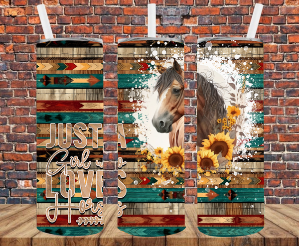 Just A Girl Who Loves Horses - Tumbler Wrap - Sublimation Transfers