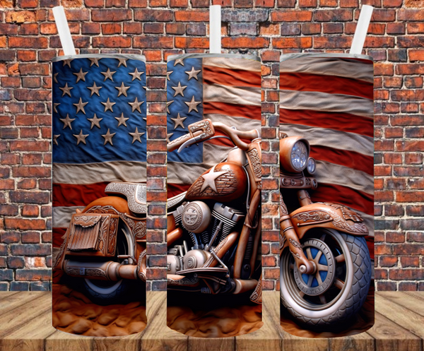 Patriotic Motorcycle - Tumbler Wrap - Sublimation Transfers