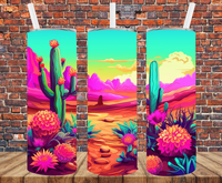 Neon Cactus - Tumbler Wrap - Sublimation Transfers