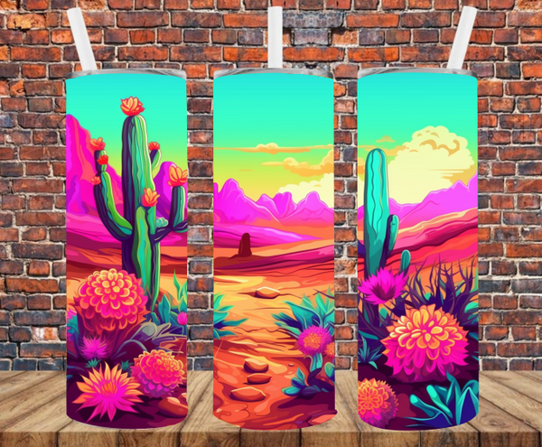 Neon Cactus - Tumbler Wrap - Sublimation Transfers