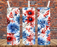 Patriotic Color Flowers - Tumbler Wrap - Sublimation Transfers