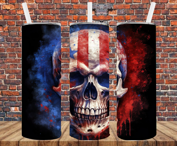 Patriotic Skull - Tumbler Wrap - Sublimation Transfers