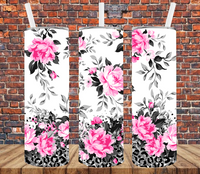 Pink Flowers - Tumbler Wrap Sublimation Transfers