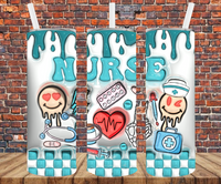 Nurse Puff Effect - Tumbler Wrap - Sublimation Transfers