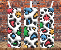 Puzzle Piece Puff Effect - Tumbler Wrap - Sublimation Transfers