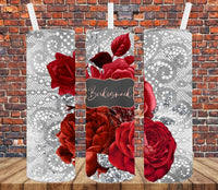 Bridesmaids Red Roses - Tumbler Wrap Sublimation Transfers