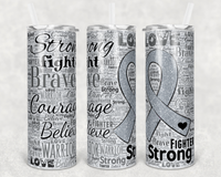 Grey Ribbon- 20 oz Tumbler Wrap - Waterslide, Sublimation Transfers