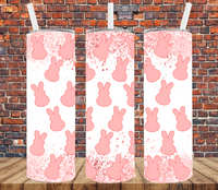 Pink Bunnies & Glitter Border - Tumbler Wrap Sublimation Transfers