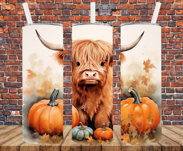 Fall Country Cow - Tumbler Wrap - Sublimation Transfers