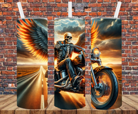 Skeleton on Motorcycle - Tumbler Wrap - Sublimation Transfers