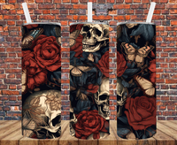 Floral & Skulls - Tumbler Wrap - Sublimation Transfers