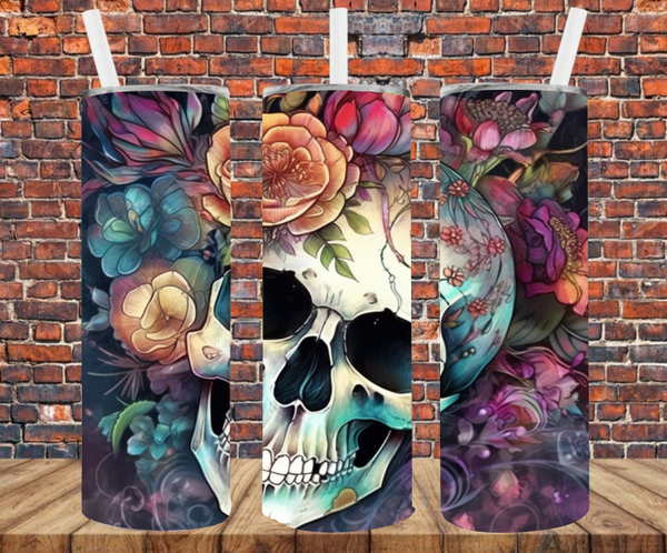 Floral Skull - Tumbler Wrap - Sublimation Transfers