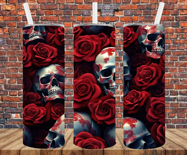 Skull Roses - Tumbler Wrap - Sublimation Transfers