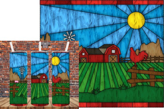 Stained Glass Farm - Tumbler Wrap Sublimation Transfers