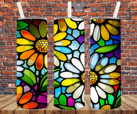 Stained Glass Flowers - Tumbler Wrap - Sublimation Transfers