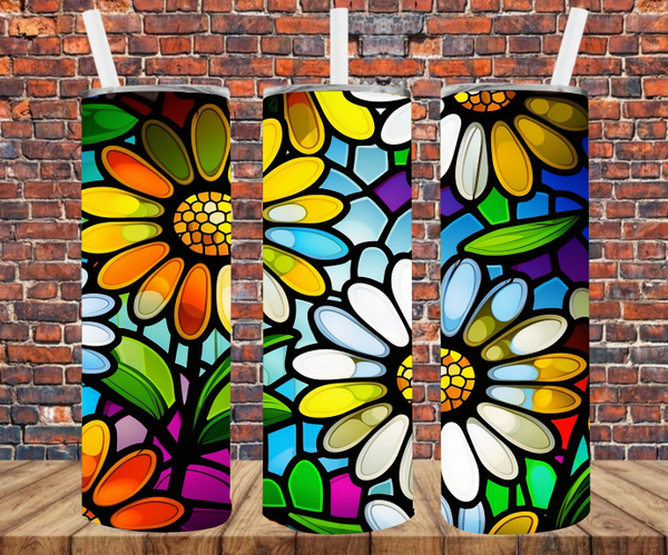 Stained Glass Flowers - Tumbler Wrap - Sublimation Transfers