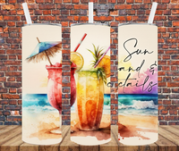 Sun Sand & Cocktails - Tumbler Wrap Sublimation Transfers