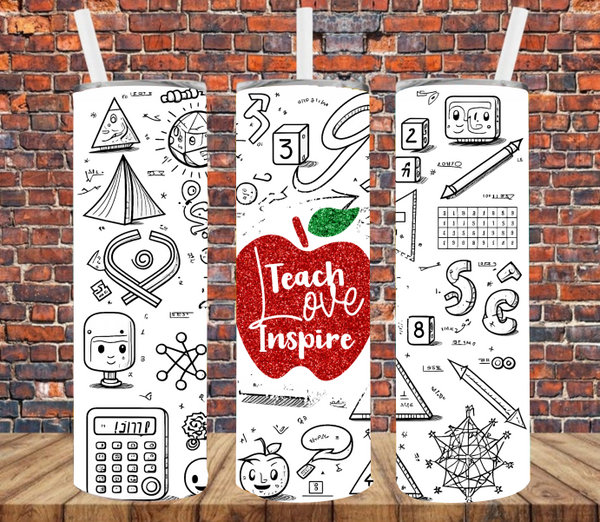 Teach Love Inspire - Tumbler Wrap Sublimation Transfers